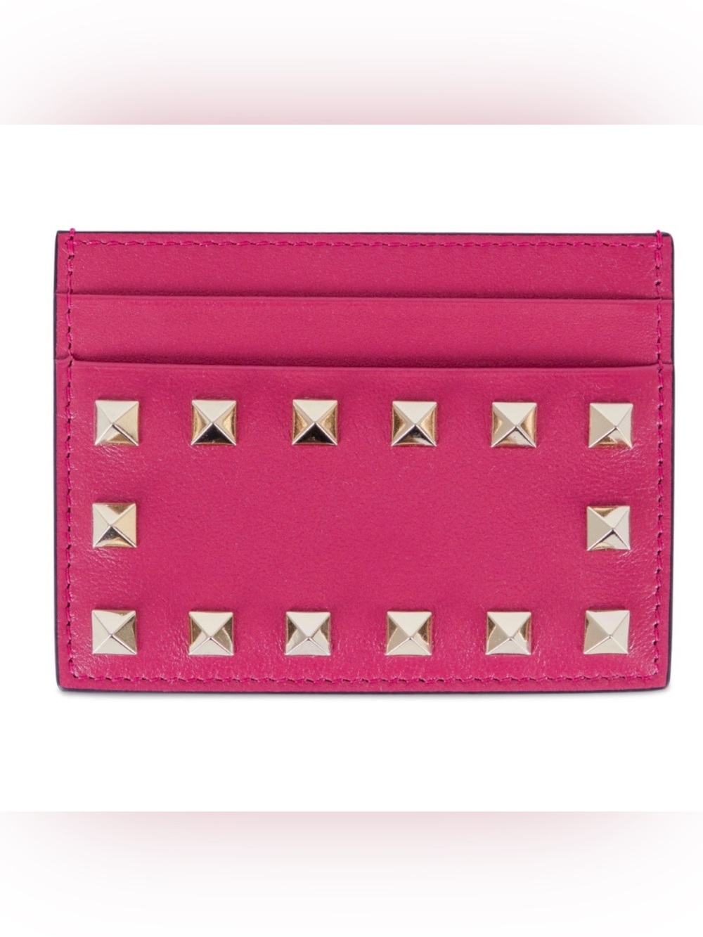 Valentino Garavani Rockstud Pink Leather Card Holder